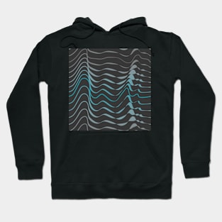 dynamic teal waves on anthracite shapelines Hoodie